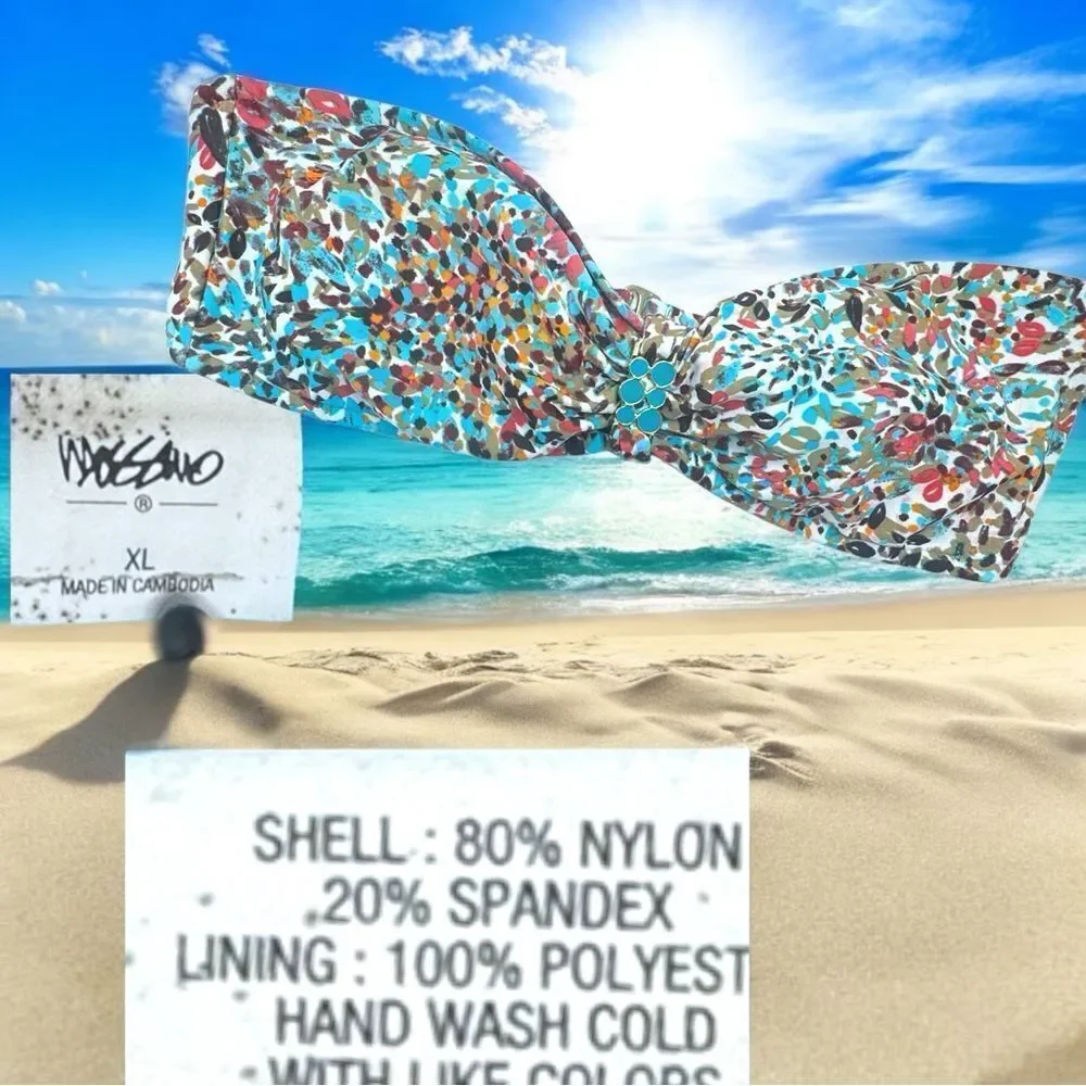 Mossimo Swimwear l Multi-color Bikini Top l Gold & Turquoise Hardware l XL l EUC